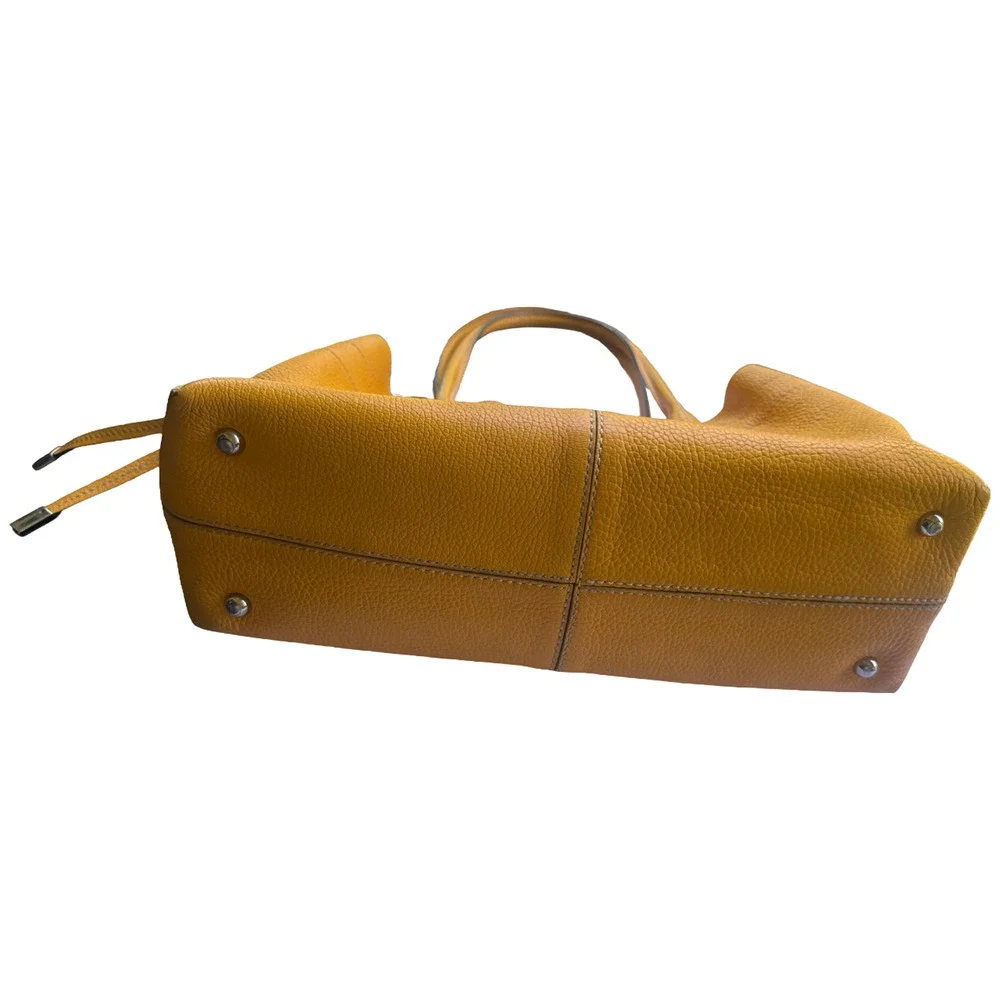 TODS D-Bag Tote Shoulder Bag Yellow Pebbled Leather Medium Shopper Satchel Italy